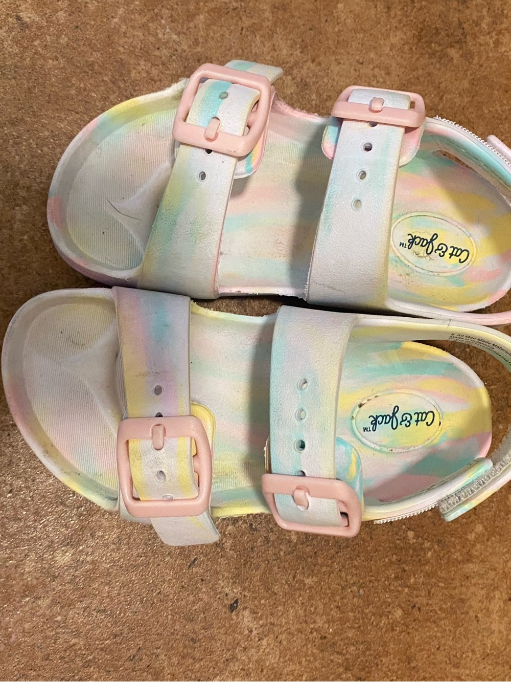 Carter's Pastel Tie-Dye Sandals with Pink Buckles